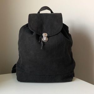 Simple Black canvas drawstring backpack